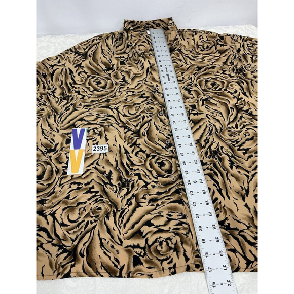 Womans Style Exchange 3X Brown Black Geometric Button Up Blouse - Picture 5 of 7